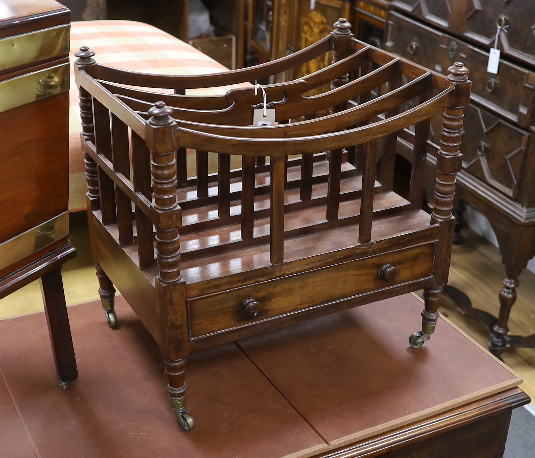 A Regency mahogany four division Canterbury, width 53cm, depth 38cm, height 53cm